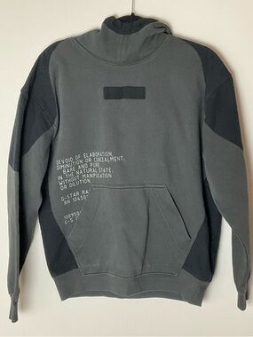 G-Star Two-Tone Charcoal & Black Mix Graphic Hoodie Cyberpunk Streetwear Rare M